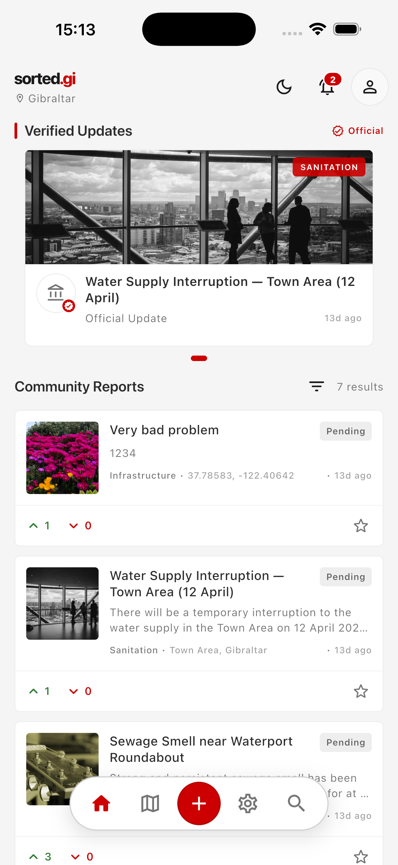 Sorted app on a map in Gibraltar